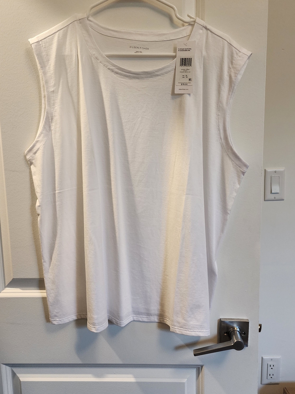 NWT EILEEN FISHER White Sleeveless Cotton Tank Top